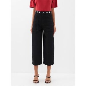 Khaite Hewey Straight-Leg Jeans with Studded Waist